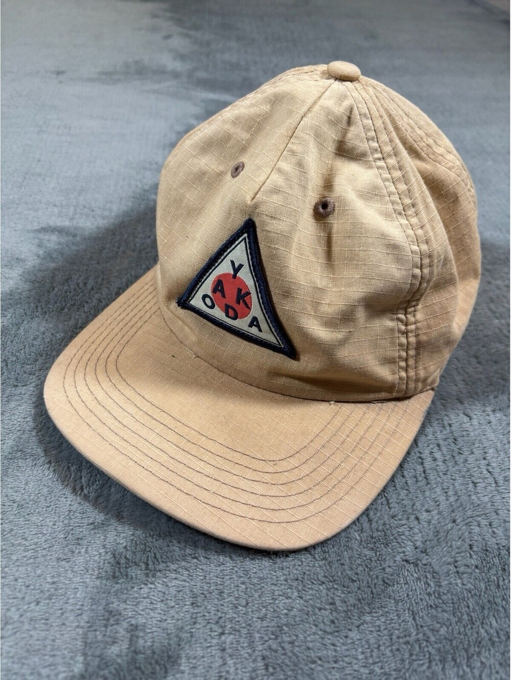 Yakoda Supply Pyramid 5 Panel Hat Cap Strapback Tan Logo Outdoor Fly Fishing